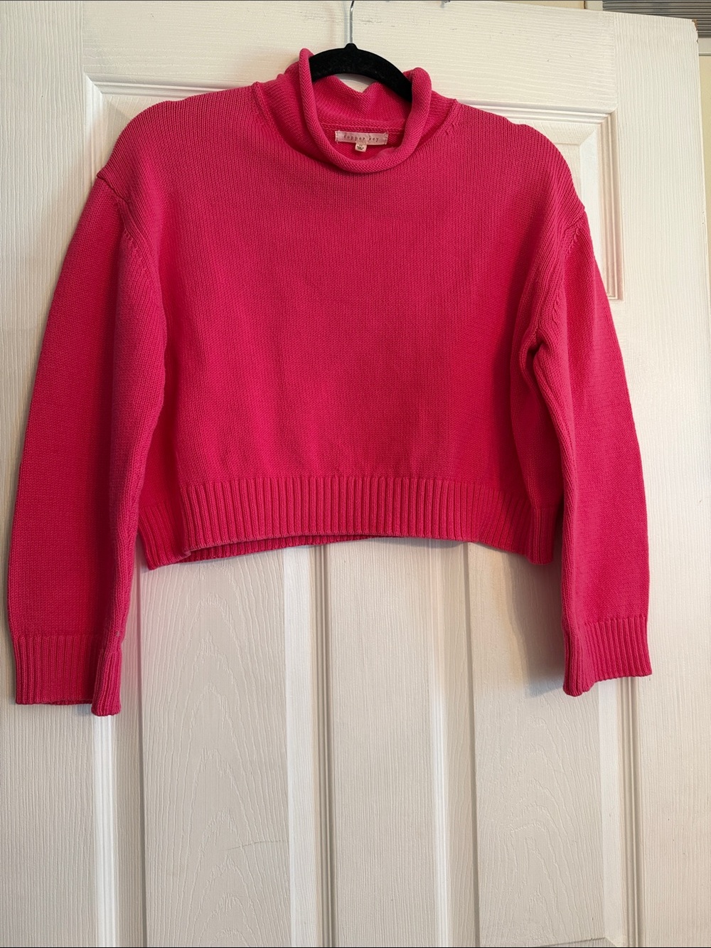 Copper Key Bright Pink Cropped Roll Neck Turtleneck Sweater Cropped M